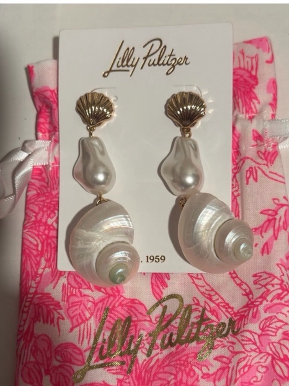 Lilly Pulitzer Gold and Pearl Drop Earrings